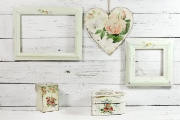 Distressed white painted picture frame